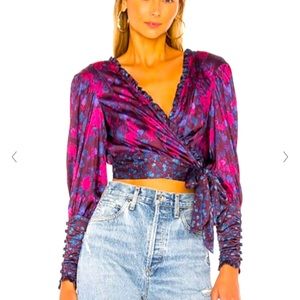 For Love & Lemons Molly Wrap Top in S